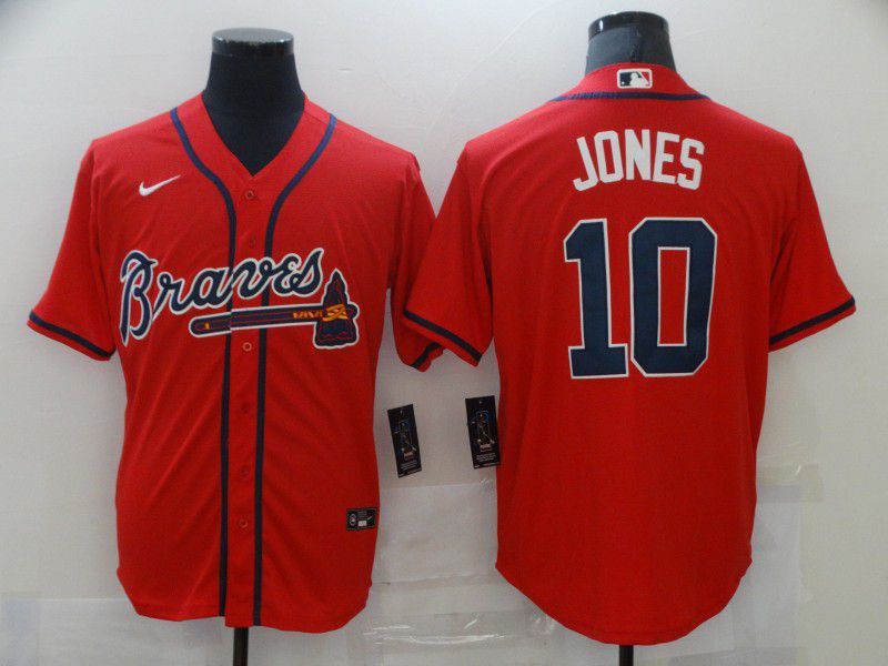 Men Atlanta Braves 10 Jones Red Game Nike MLB Jerseys